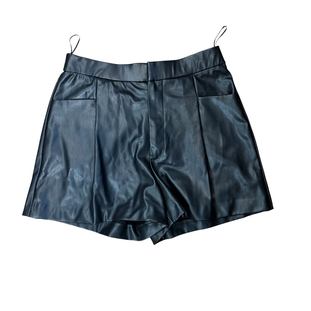 Zara Black Faux Leather High Waisted Shorts Vegan Leather Size M 28